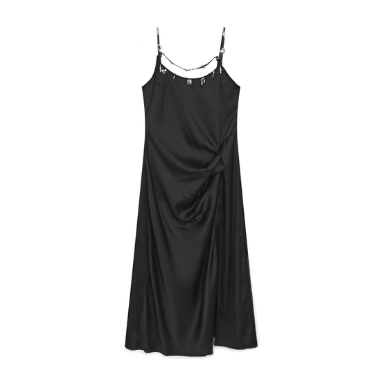 K-Wave Silver Charm Slip Dress - BLACK