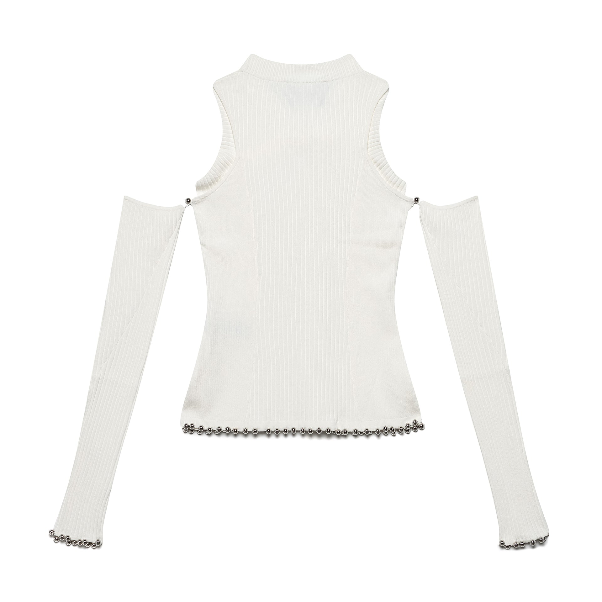 Twist Knit Top w/ Glove Sleeves - White