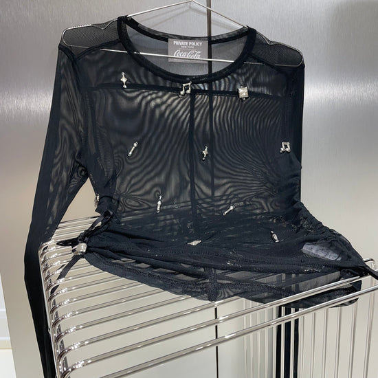 K-Wave Silver Charm Mesh Top