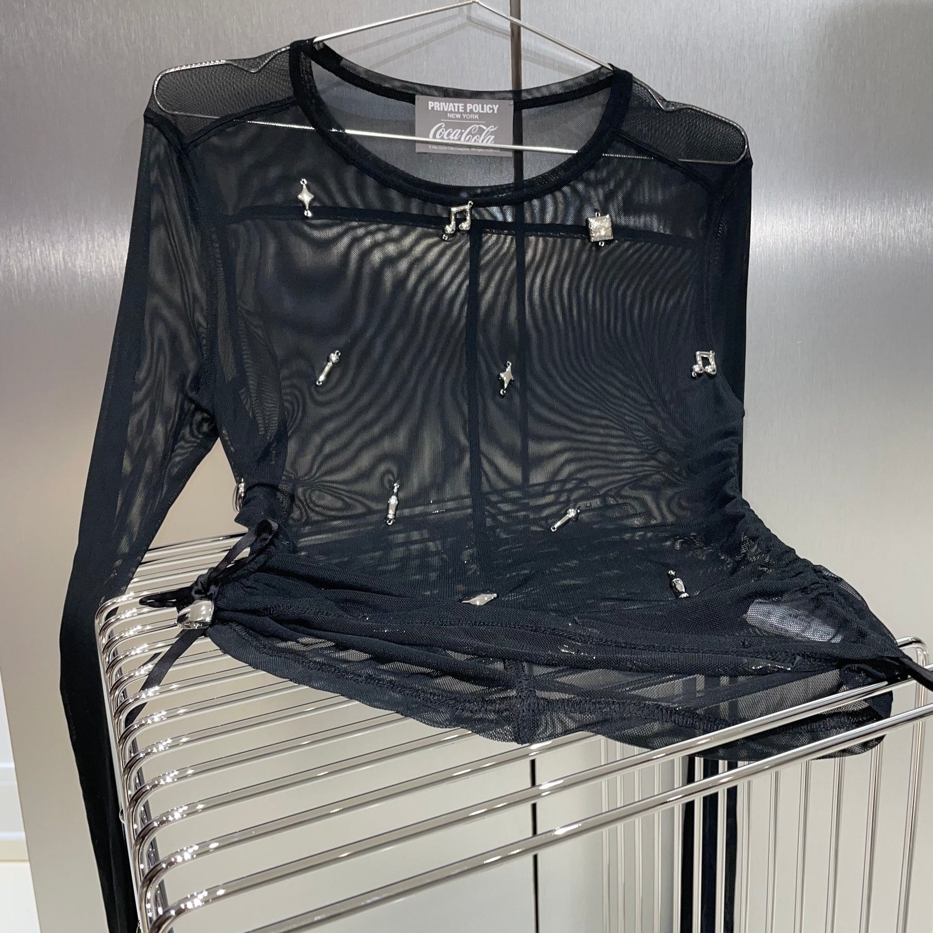 K-Wave Silver Charm Mesh Top