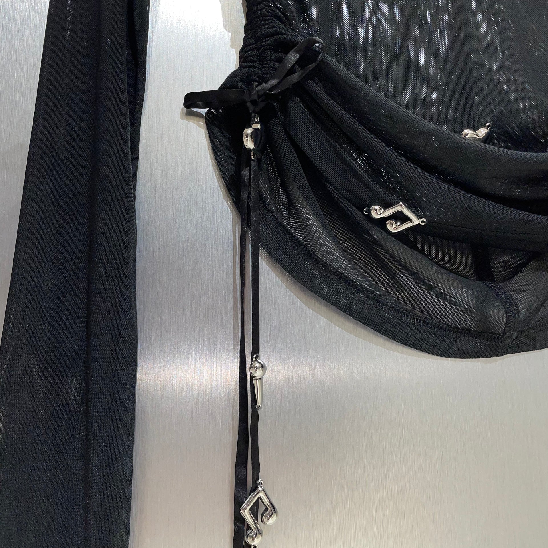 K-Wave Silver Charm Mesh Top