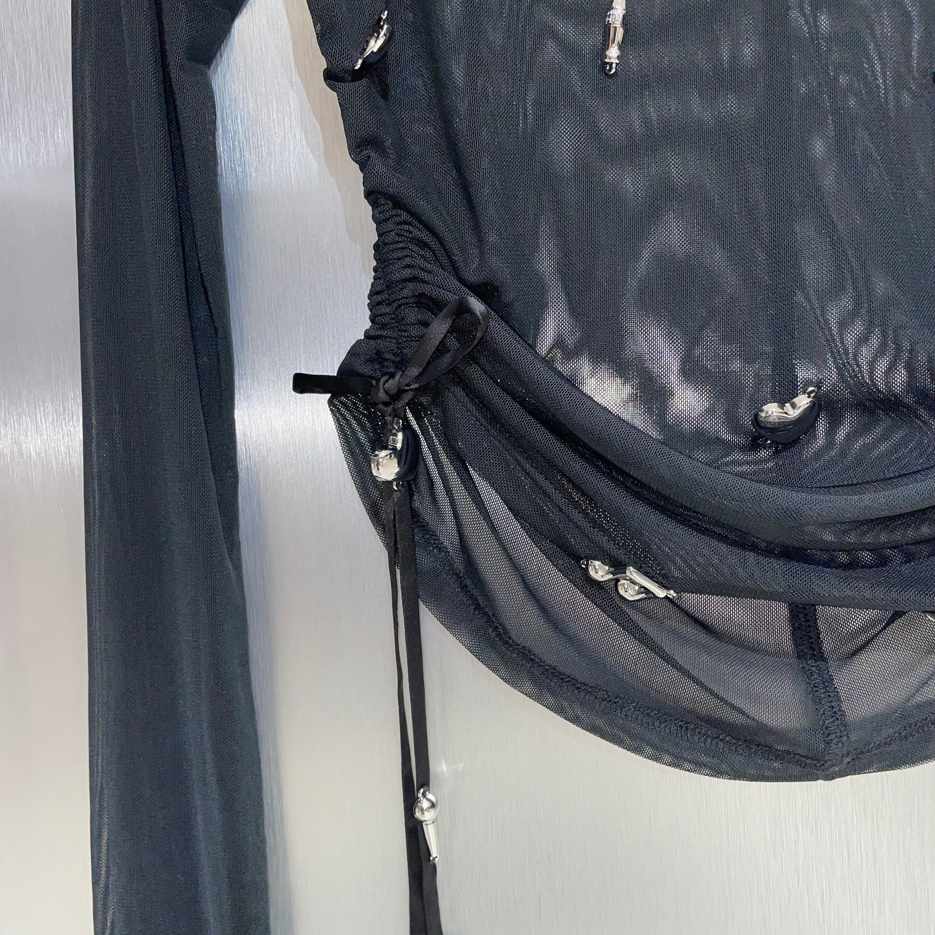 K-Wave Silver Charm Mesh Top