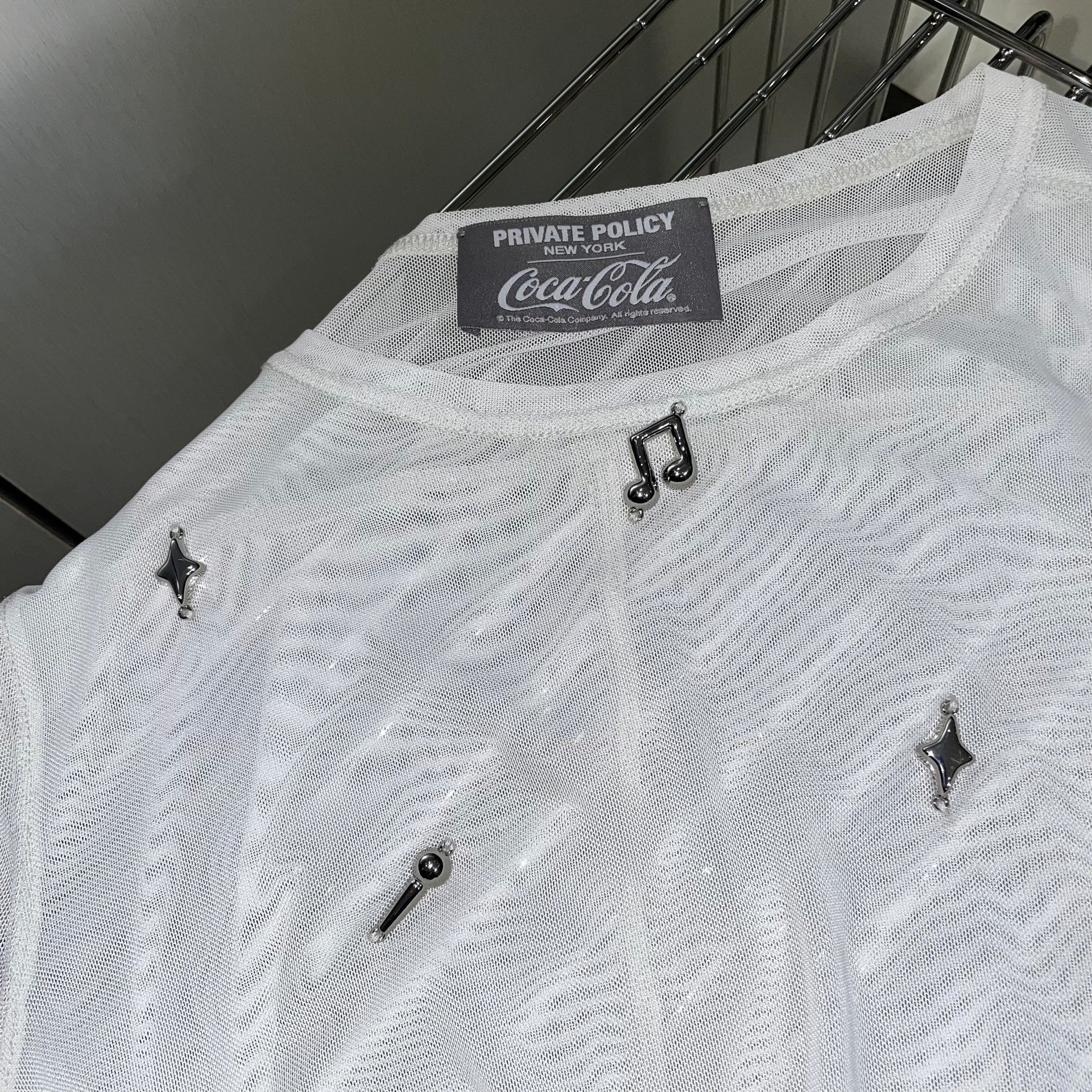 K-Wave Silver Charm Mesh Top