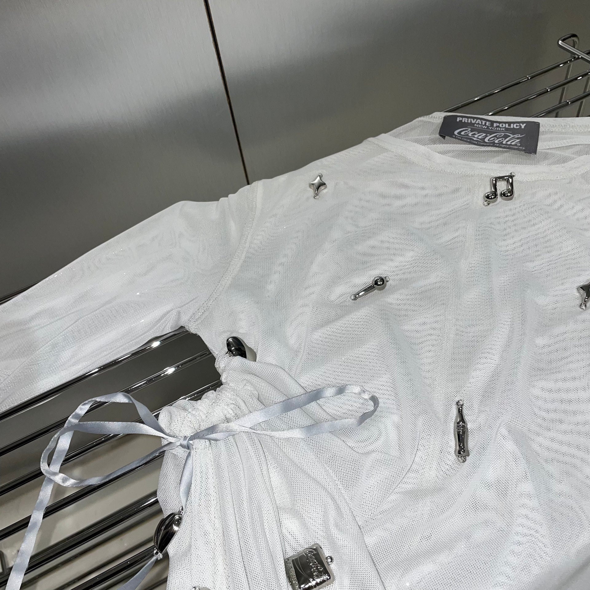 K-Wave Silver Charm Mesh Top